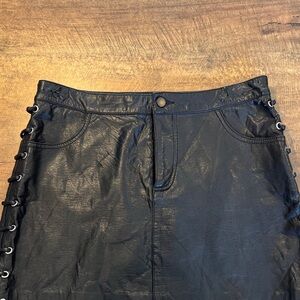 Forever 21 Black Faux Leather Pencil Skirt with Side Eyelet Lacing